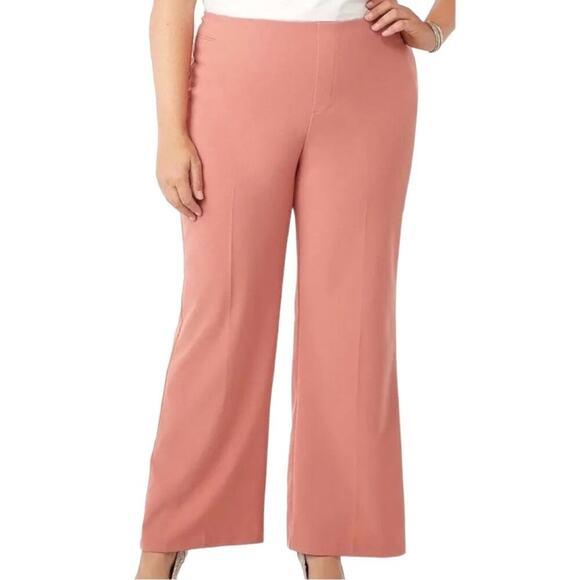 Roz & Ali Trousers Secret Agent High Rise Pants Rose Pink Women’s Plus Size 16 - Picture 1 of 12